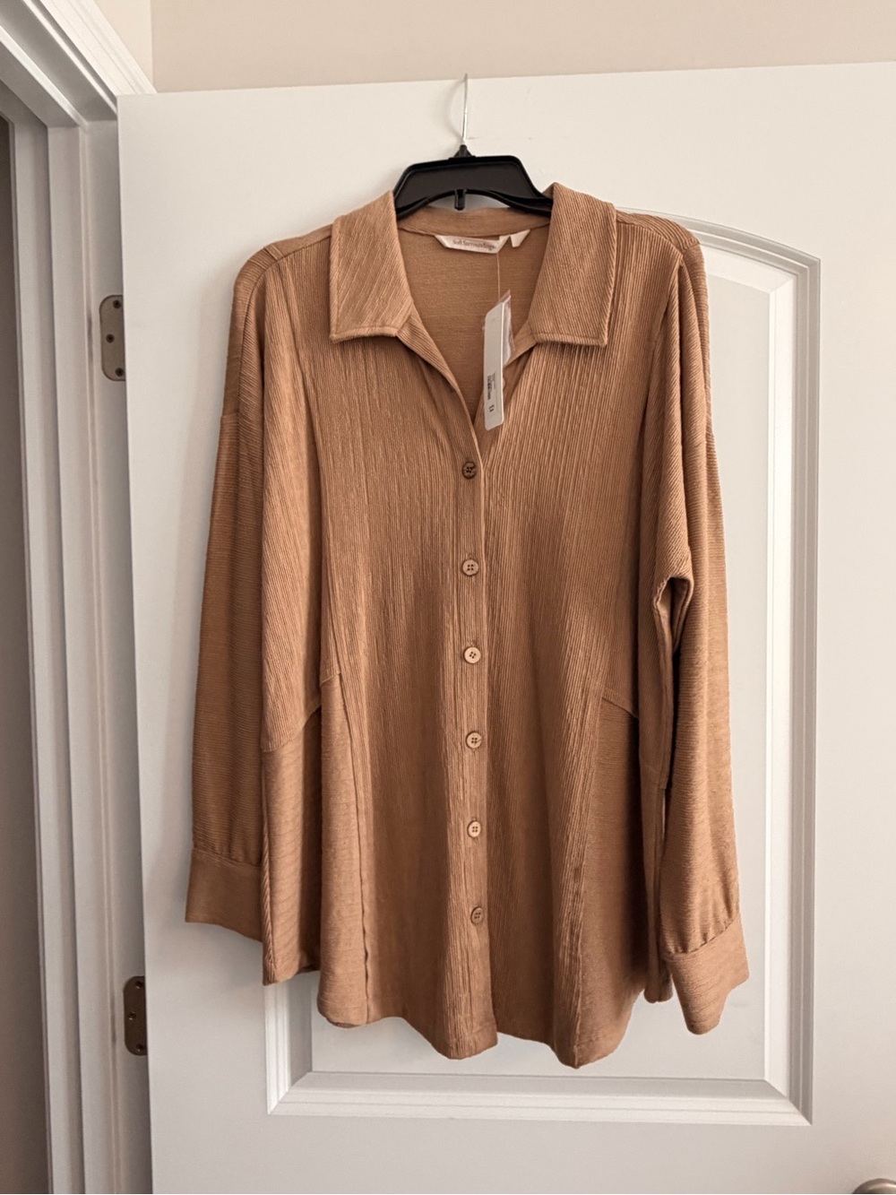 Soft Surroundings Camel-Tone Button-Front Casual Shirt